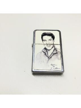 Elvis Presley 2 1/4" High 1 1/2" Victor Chrome Lighter Adkins vintage